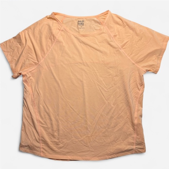 Isabella Active Wear Coral Short Sleeve Activewear Top - Picture 8 of 8